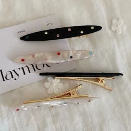 Korean Niche Design Sense Color Point Drill Acetic Acid Hairpin Women's Side Bangs Clip Duck Bill Clip Hairpin Clip Headdress