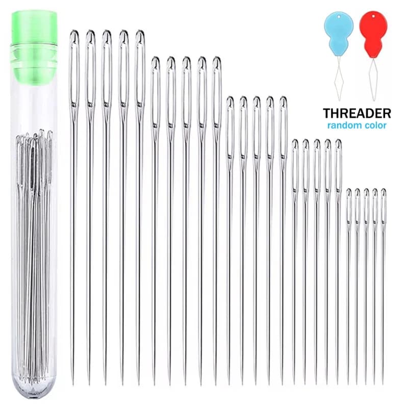 25 Pcs Large Eye Stitching Needles Sewing Needles Handmade Leather Needle Steel Yarn Knitting Needles Sewing Tool Set