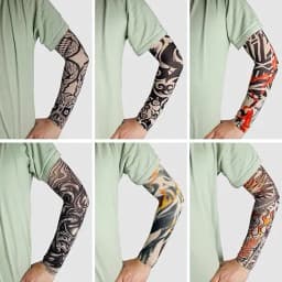 8PCS Fake Temporary Full Arm Tattoo Sleeves UV Protection Stretchy Breathable Sun Sleeves Unisex Outdoor Sports Driving Fishing