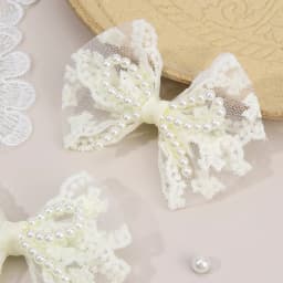 2Pcs Flower Lace Bow Hair Clips For Girls Sweet Pearls Hairpins Floral Embroidery Barrette Children Kids Headwear Accessories