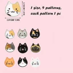 9PCS Smile Cute Cat Embroidered Patch Iron On Sew On Patches For Clothing Cap Bag Jacket DIY Gift Animal Badge With Hot Adhesive