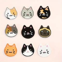 9PCS Smile Cute Cat Embroidered Patch Iron On Sew On Patches For Clothing Cap Bag Jacket DIY Gift Animal Badge With Hot Adhesive