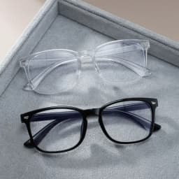 1/2 Pairs Unisex Vintage Eyewea Square Frame Anti Blue Light Eyeglasses Black Clear Computer Glasses