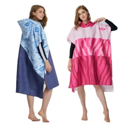 Adult Surf Poncho with Hood, Microfiber Quick-Drying Beach Towel, Fashion Changing Clothes, Swimming Diving Bathrobe for Women