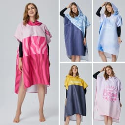 Adult Surf Poncho with Hood, Microfiber Quick-Drying Beach Towel, Fashion Changing Clothes, Swimming Diving Bathrobe for Women