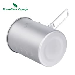 Boundless Voyage 900ml Titanium Pot Cup Camping Cookware Lightweight Bowl with Folding Handle & Lid Outdoor Portable Cooking kit