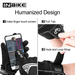 INBIKE Winter Cycling Gloves Men Full Finger Bicycle MTB Motorcycle Gloves Man Touchscreen Shockproof Glove for Motor Driving