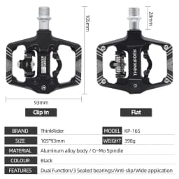 ThinkRider Bicycle Lock Pedal 2 In 1 With Free Cleat For SPD System MTB Road Aluminum Anti-slip Sealed Bearing Lock Accessories