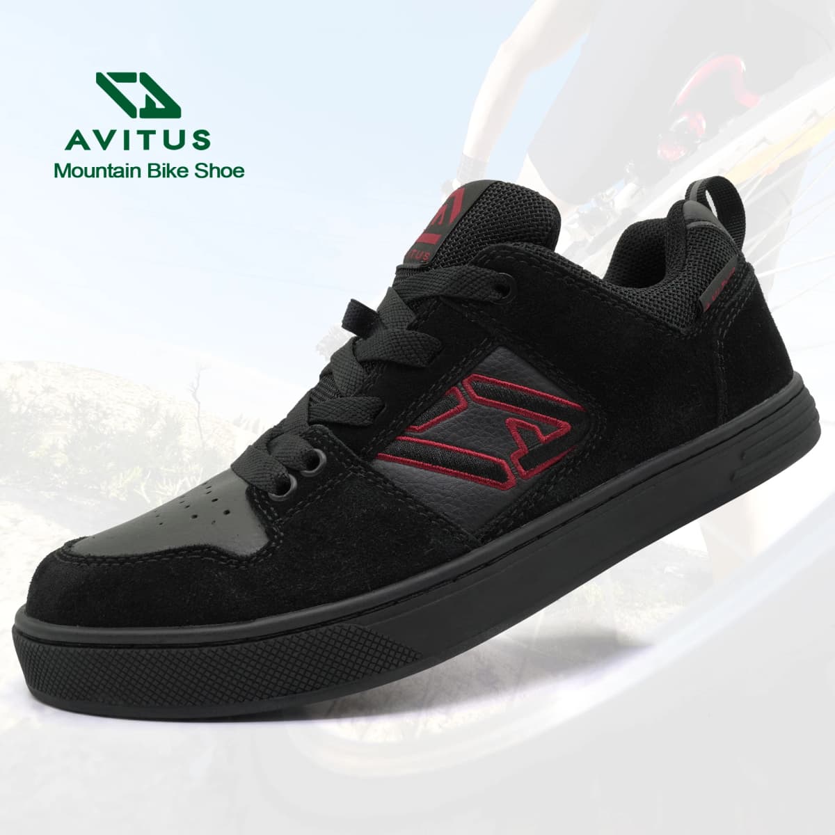 AVITUS Mountain Bike Shoes Men Sneakers Rubber Sole+Shoelace Flat Pedal Zapatillas MTB Shoe For Freerider Enduro Cycling Shoes