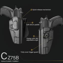 OWB Holster for CZ 75B 75 Campact, CZ P10C, CZ P09 Pistol Tactical Index Release Polymer Holster with Paddle,Right Hand,Gun Bags