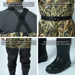 BASSDASH Men Women Boot Foot Waders Breathable Lightweight Fishing Hunting Mossy Wood Reeds Printing Long Trousers With Boot