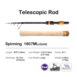 PURELURE 1.50m XUL BFS Telescopic Rod 5ft Travel Rod Trout Spinning Casting Solid Tip Carbon Fishing Rod Small Bait Perch Rod