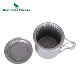 Boundless Voyage 420ml Titanium Mug with Strainer & Lid Lightweight Camping Single Layer Tea Cup with Filter Outdoor Drinkware