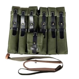 Classic Men's Canvas Kit Bag Green Hard Wallet Vintage Kit Cowhide Strap MP38 MP40 Kit Equipment Package WWII WW2