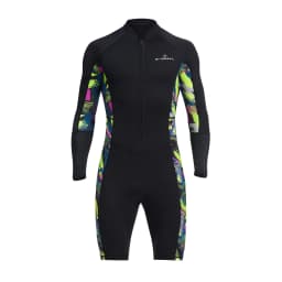 1.5mm Neoprene Shorty Mens Wetsuit UV-proof Front Zip Lycra Long Sleeves Diving Suit for Underwater Snorkeling Swimming Surfing