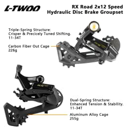 LTWOO RX Disc 2x12 Speed Road Bike Hydraulic Disc Brake Groupset Carbon & Alloy Version Capability with R7170 R8170