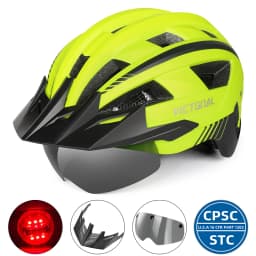 VICTGOAL MTB Bike Helmet for Men Women Visor Goggles LED Rear Light Mountain Road Bicycle Helmets Racing Cycling Safety Riding