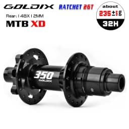 GOLDIX GDX350 32H Light Bicycle Hub Sealed Bearing 6-bolt Disc Brake J-Bend 32 Holes Ratchet 26T BOOST MTB Hub for Shimano SRAM