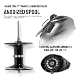 NOEBY Predator Low Profile Baitcasting Reel 6.4:1 Gear Ratio Magnetic Brake System 8+1BB 15kg Max Drag Lure Fishing Reel
