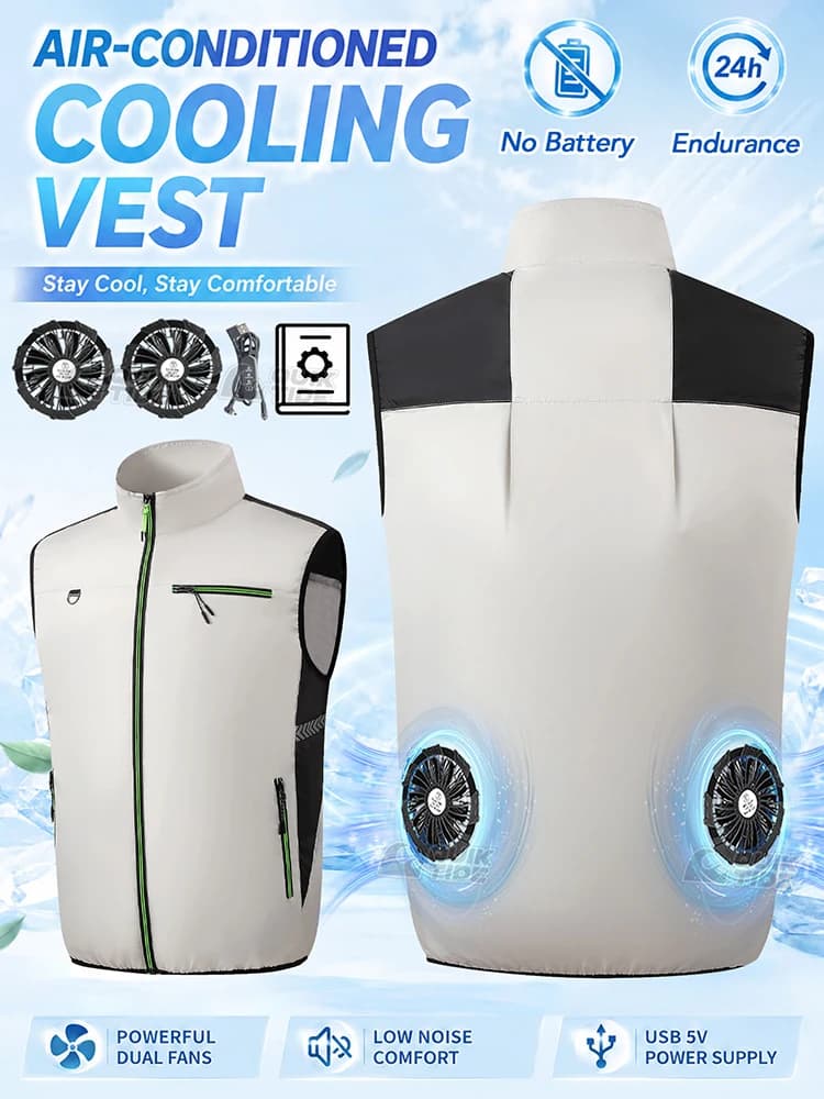 2026 Cool Vest Wearable Cooling Fan Vest Air-conditioned Clothes Cooling 13 Hours for High Temperature Work Fishing Vest Hiking