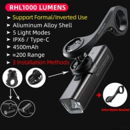 ROCKBROS Bike Front Light IPX6 Rainproof Type-c Rechargeable Bicycle Light 1000LM Cycling Headlight LED Flashlight MTB Bike Lamp