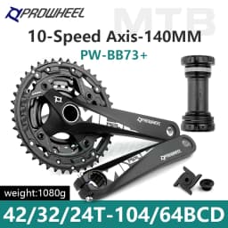 PROWHEEL Mountain Bike Triple 3X9S/3X10S/3X11S Crankset 24/32/42T 3S Hollow Integrated Sprocket MTB Crank Bike Parts