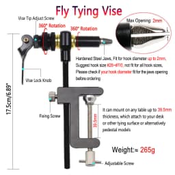 Bimoo 360° Rotation C-Clamp Fly Tying Vise Hardened Steel Jaws Jig Lure Making Tool Bobbin Holder Threader Fly Tying Tool 200D