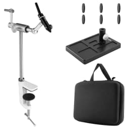 360 Degree Rotary Fly Tying Vise Stainless Steel Aluminum C-Clamp Mount 40Cr Hard Jaws Fishing Flies Tying Tool Material