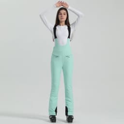 2024 Gsou Snow Winter Ski Pant Women Snowboard Strap Trouser High Waist Elastic Windproof Waterproof Thicken Thermal for Outdoor