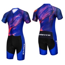 Men's Triathlon Skinsuit Short Sleeve Quick Dry Breathable One Piece Cycling Suit MTB Bike Run Racing Sportswear