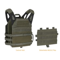 KRYDEX 500D Tactical JPC 2 Vest Jumper Plate Carrier MOLLE Front Flap Panel Backpack Combat Hunting Ranger Green Vest