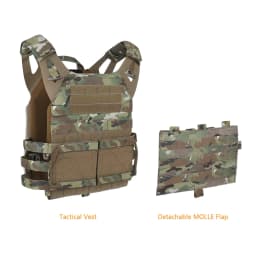 KRYDEX 500D Tactical JPC 2 Vest Jumper Plate Carrier MOLLE Front Flap Panel Backpack Combat Hunting Ranger Green Vest