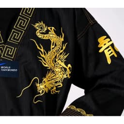 High Quality Taekwondo Uniform Black WT Dobok Tae Kwon Do MMA Martial Arts Karate Suits Embroidered Dragon Pattern