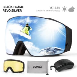 Copozz Magnetic Polarized Ski Goggles Anti-Fog Winter Double-Layers UV400 Protection Men Ski Glasses Eyewear with Lens Case Set