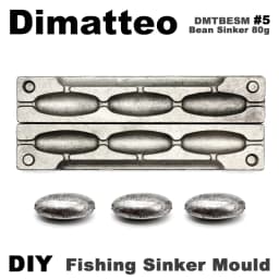 Dimatteo DIY Fishing Bean Sinker Mould DMTBESM/#5 Bean Sinker 80g 3 Cavities