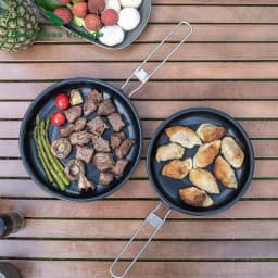 Boundless Voyage 18.8/22CM Titanium Non-stick Camping Frying Pan with Folding Handle Outdoor Plate Dish Bowl Skillet Tableware