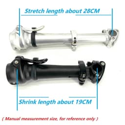 Folding Bike Double Section Stem 19CM-28CM Telescopic Adjustable Stem Right Fold Aluminum Alloy 25.4mm Handlebar 28.6mm Fork