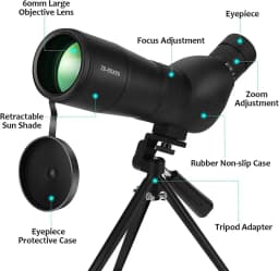 20-60X60 Powerful Monocular Zoom Telescope Bak4 Prism Waterproof Anti-Fog Camping Bird Watching Landscape potting Scope for Phon