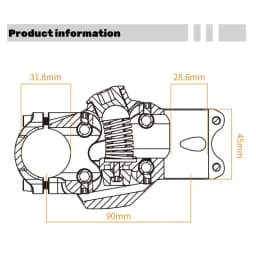 MEROCA MTB Mountain/Road Bike Suspension Stem 90/50MM Off-Road Touring Cycling Gravne Shock Absorbing Riser Four Links Stem Gym