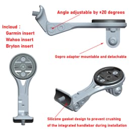 2023 Trek New Madone Integrated Handlebar Garmin Wahoo Bryton Stages Gopro Camera Headlight Combo Mount Holder Bracket Support