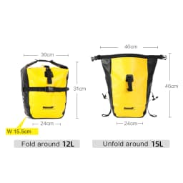 Rhinowalk 2Pcs Double Side Bike Bag 100%Waterproof Bicycle Pannier Saddle Bag 12L-15L Portable Road Bike Back Seat Bag Luggage