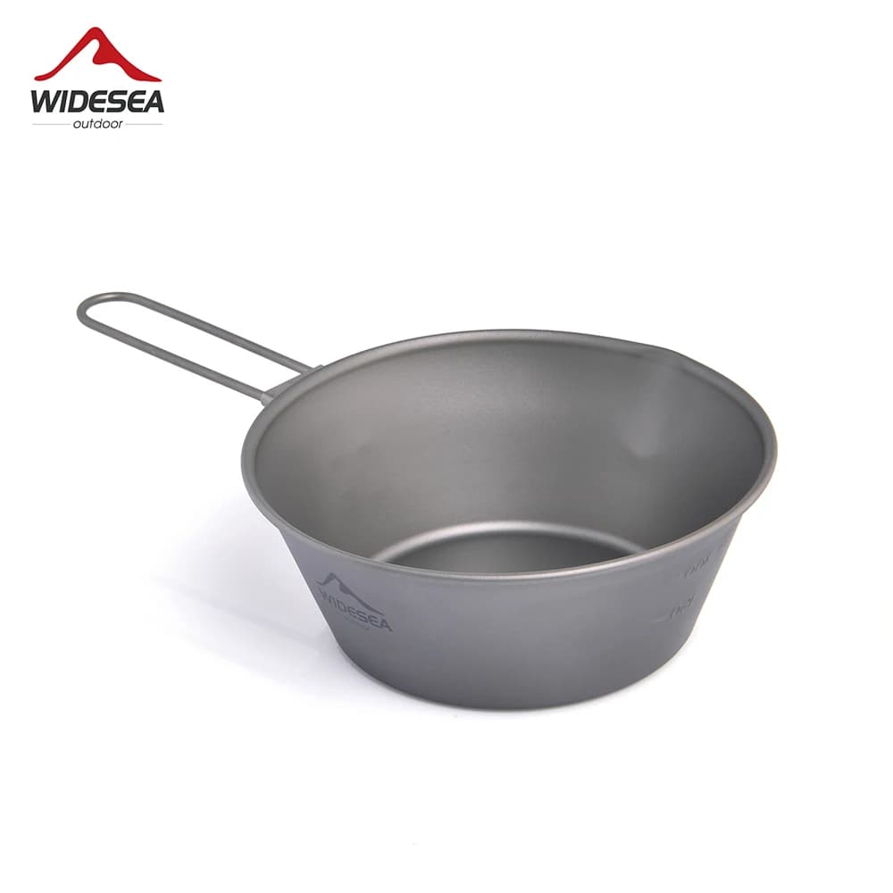 Widesea Camping Titanium Bowl Tableware Cookware Foldable Handle Outdoor Cup Tourism Pot Hiking Backpacking Picnic Fishing