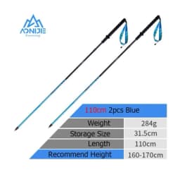 AONIJIE E4204 Lightweight Folding Trekking Poles Carbon Fiber Walking Stick Drawstring Fixed for Hiking Running Mountaineering