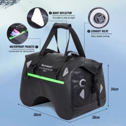 WILD HEART Dry Motorcycle Tail bag 50L With Rope Straps and Inner Pocket Waterproof PVC 500D for Travel,Motorcycle and so on