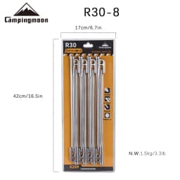 Campingmoon R30-8 Outdoor Camping Pile Nail Camping Accessories 8-Piece Stainless Steel Camp Nail Set