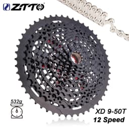 ZTTO MTB 12S 9-50T XD Cassette 9T XD Cassette Black 532g 556% RANGE 12S 9-50T L Cassette Steel 12 Speed Freewheel Sprocket XD K7