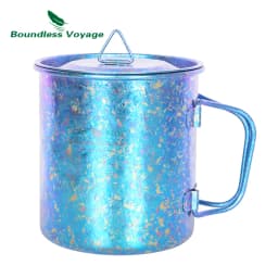 Boundless Voyage 450ml Outdoor Camping Titanium Mug Colorful Tea Coffee Cup with Lid Travel Drinkware Single Layer Mug