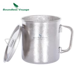 Boundless Voyage 450ml Outdoor Camping Titanium Mug Colorful Tea Coffee Cup with Lid Travel Drinkware Single Layer Mug
