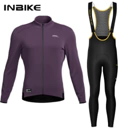 INBIKE Men's Cycling Jersey Winter Thermal Long Sleeve Fleece MTB Cycling Jacket Bicycle Top Bike Clothing with 3 Rear Pockets