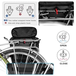 Rhinowalk Waterproof Bike Bag 20L Rear Rack Pannier Black Travel Cycling Bag Multifunctional Shoulder Bag Backpack Bicycle Bag